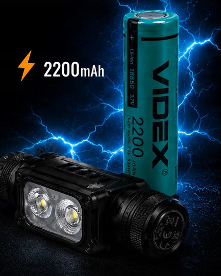 Įkraunamas LED priekinis žibintas Videx VLF-H066A, 2000 lm, 20W, atsparus vandeniui
