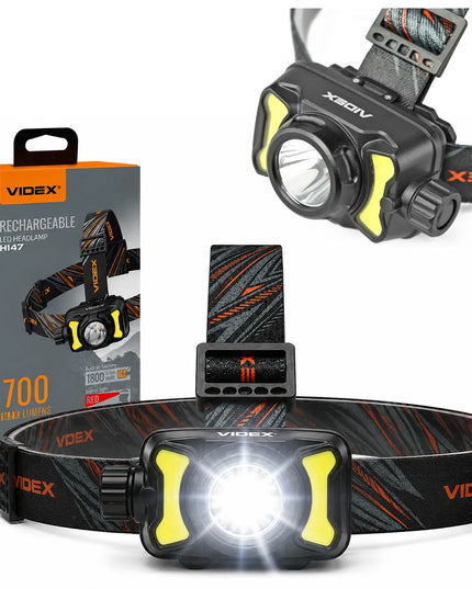 Įkraunamas LED priekinis žibintas Videx VLF-H147, 700 lm, IP55, juodas