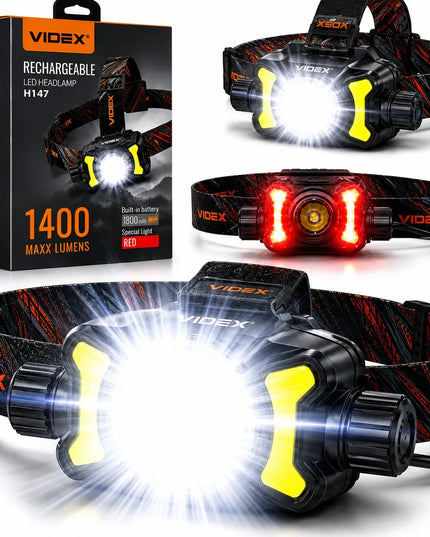Įkraunamas LED priekinis žibintas Videx VLF-H147, 700 lm, IP55, juodas
