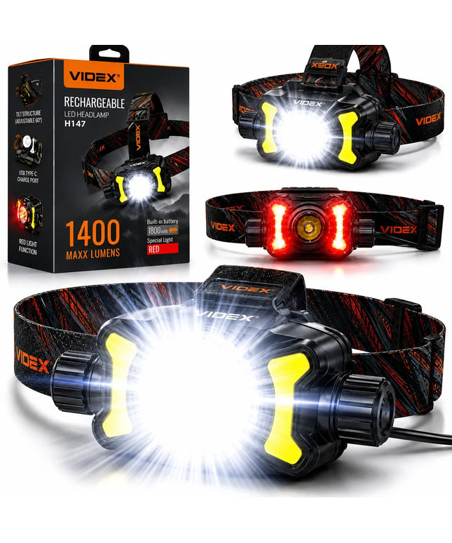 Įkraunamas LED priekinis žibintas Videx VLF-H147, 700 lm, IP55, juodas