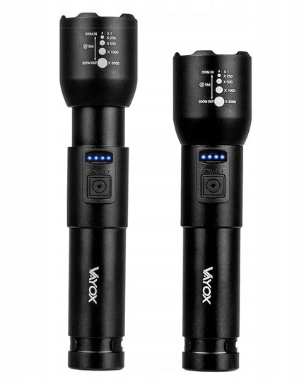 Įkraunamas taktinis aliuminis žibintuvėlis VAYOX VA0180 ZOOM 20W 800lm