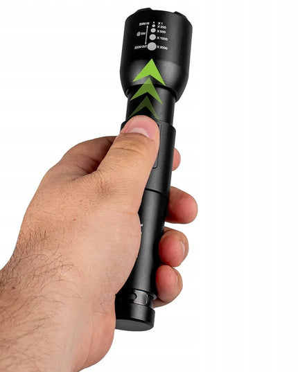 Įkraunamas taktinis aliuminis žibintuvėlis VAYOX VA0180 ZOOM 20W 800lm