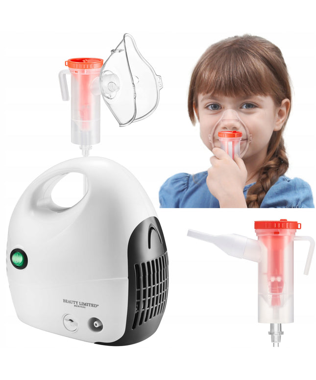 Inhaliatorius su kompresoriumi vaikams ir suaugusiems 130W NebuCare Beauty Limited – tylus stūmoklinis inhaliatorius su pilnu priedų komplektu