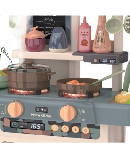 Interaktyvi Vaikiška Virtuvė su Vandens Čiaupu, Garu, Garintuvais ir 42 Priedais