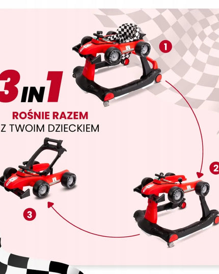 Interaktyvi vaikštynė-stūmdukas Sun Baby „Formulė-1“ 3 viename, raudona