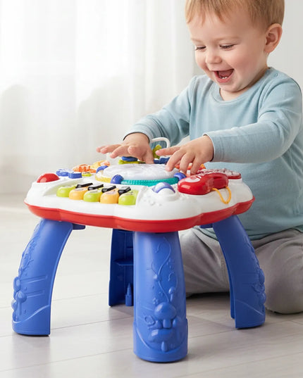 Interaktyvus edukacinis stalas su muzikos skydeliu ir būgneliu 8in1
