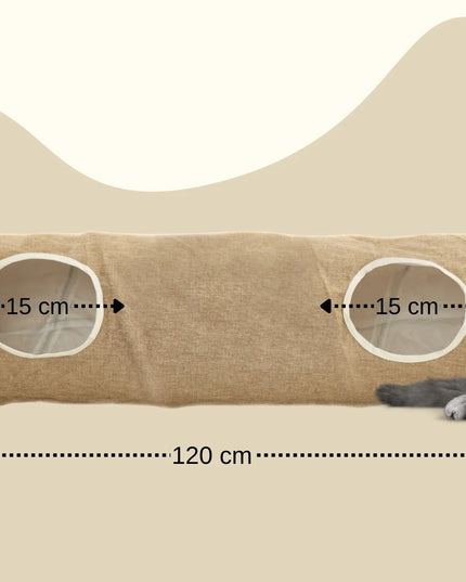 INTERAKTYVUS TUNELIS KATĖMS 2in1, žaislas ir jaukus namelis 120cm + kamuoliukas