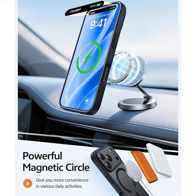 iPhone 17, 17 Air, 17 Pro, 17 Pro Max dėklas mėlynos spalvos matinis su magnetine danga ir pilna kameros apsauga