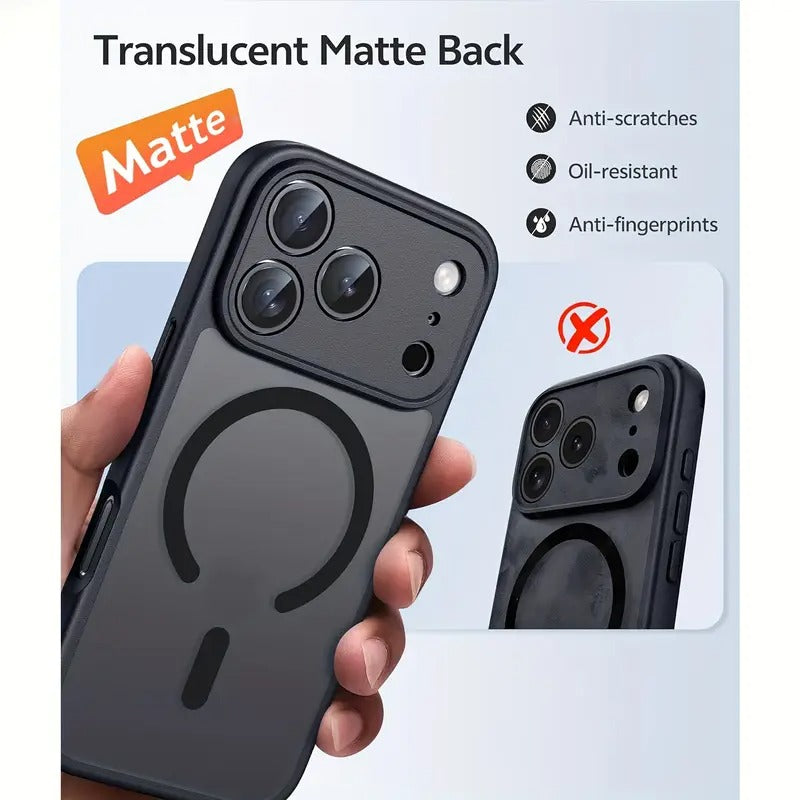 iPhone 17, 17 Air, 17 Pro, 17 Pro Max dėklas mėlynos spalvos matinis su magnetine danga ir pilna kameros apsauga