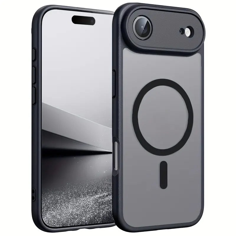 iPhone 17, 17 Air, 17 Pro, 17 Pro Max dėklas juodas matinis su magnetine danga ir pilna kameros apsauga
