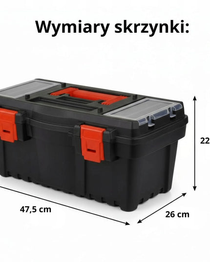 Įrankių dėžė, dirbtuvių organizatorius 47,5x26 cm, lagaminas, rūšiuoklė