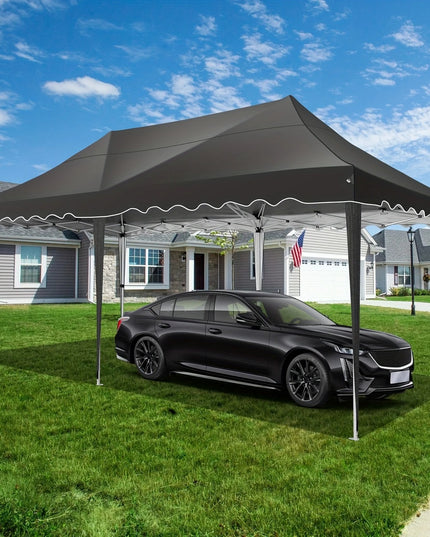 Juoda išsiskleidžianti pavėsinė 3x6 m su šoninėmis sienelėmis – tobula lauko šventėms, vestuvėms ir renginiams