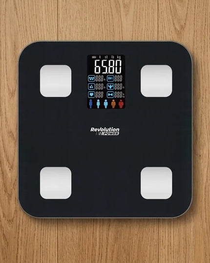 Išmaniosios analizės vonios svarstyklės Revolution POWER su Bluetooth ir BMI