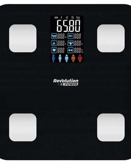 Išmaniosios analizės vonios svarstyklės Revolution POWER su Bluetooth ir BMI