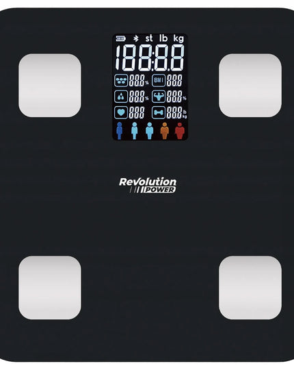 Išmaniosios analizės vonios svarstyklės Revolution POWER su Bluetooth ir BMI