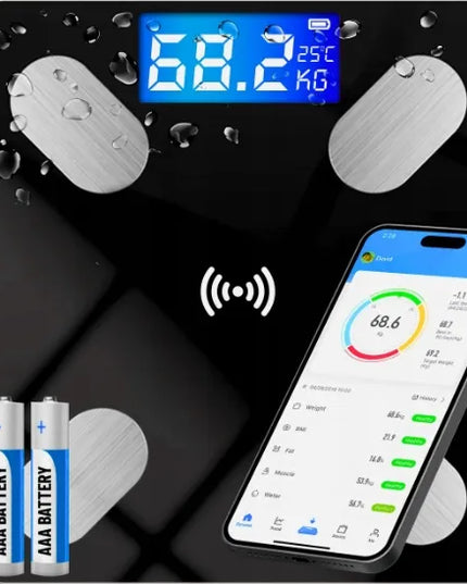 Išmaniosios Bluetooth vonios svarstyklės su kūno analizės funkcija 25in1, suderinamos su Android ir iOS