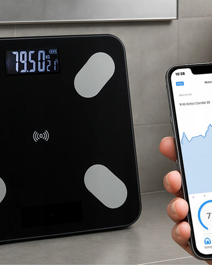 Išmaniosios elektroninės vonios svarstyklės „Bluetooth“ su BMI programėle