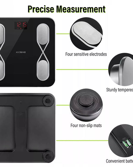 Išmaniosios vonios svarstyklės A-Rival WS-12 su kūno sudėties analize ir Bluetooth