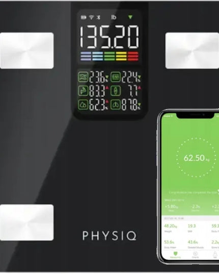 Išmaniosios vonios svarstyklės Physiq, analitinės, 13 parametrų, sujungimas su Apple Health, Google Fit, Fitbit