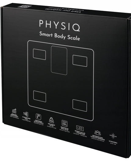 Išmaniosios vonios svarstyklės Physiq, analitinės, 13 parametrų, sujungimas su Apple Health, Google Fit, Fitbit