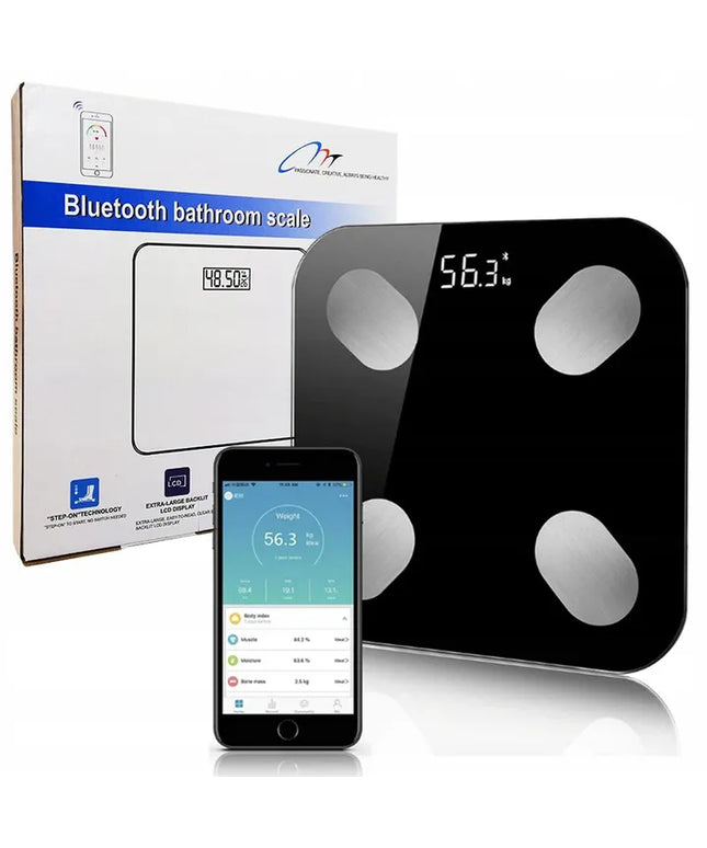 Išmaniosios vonios svarstyklės su „Bluetooth“ analitine funkcija