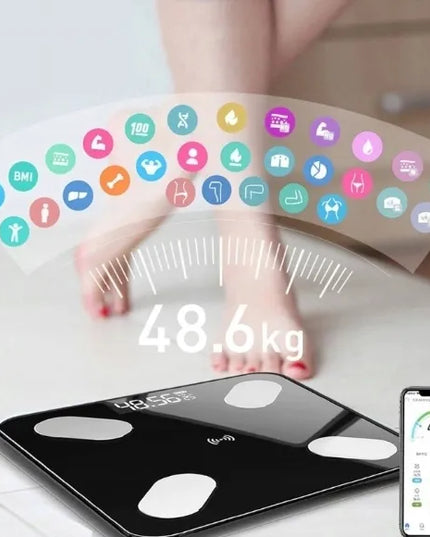 Išmaniosios vonios svarstyklės su „Bluetooth“ analitine funkcija