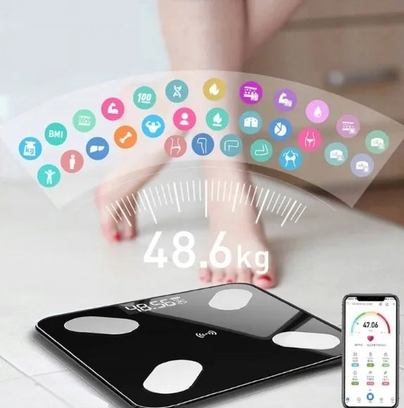Išmaniosios vonios svarstyklės su „Bluetooth“ analitine funkcija