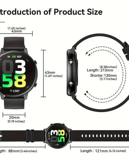 Išmanusis laikrodis moterims su belaidėmis skambučių funkcijomis, 3,53 cm ekranas, 100+ sporto režimų, su balso asistentu