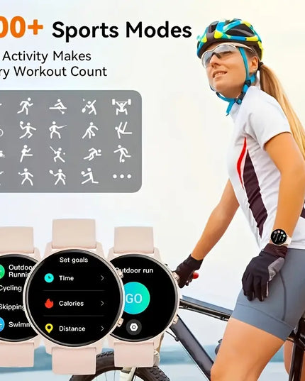 Išmanusis laikrodis moterims su belaidėmis skambučių funkcijomis, 3,53 cm ekranas, 100+ sporto režimų, su balso asistentu