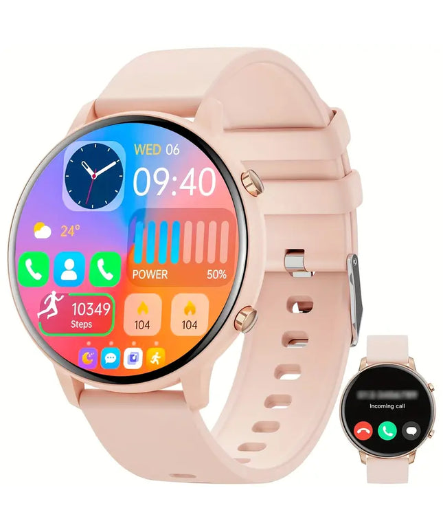 Išmanusis laikrodis moterims su belaidėmis skambučių funkcijomis, 3,53 cm ekranas, 100+ sporto režimų, su balso asistentu