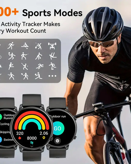 Išmanusis laikrodis moterims su belaidėmis skambučių funkcijomis, 3,53 cm ekranas, 100+ sporto režimų, su balso asistentu