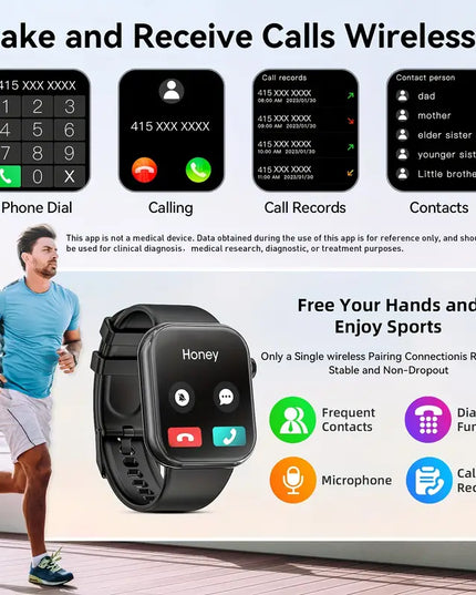2025 Išmanusis Laikrodis su Skambinimo Funkcija, 1,85 Colio Ekranas, Fitneso Stebėjimas, Tinka Android ir iPhone