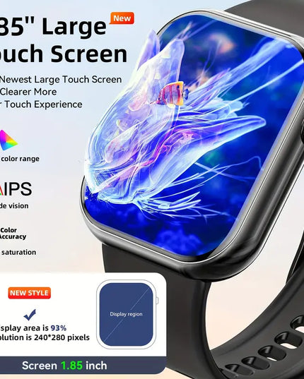 2025 Išmanusis Laikrodis su Skambinimo Funkcija, 1,85 Colio Ekranas, Fitneso Stebėjimas, Tinka Android ir iPhone