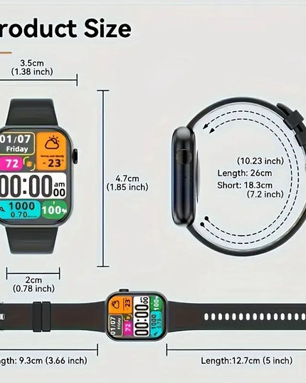 2025 Išmanusis Laikrodis su Skambinimo Funkcija, 1,85 Colio Ekranas, Fitneso Stebėjimas, Tinka Android ir iPhone