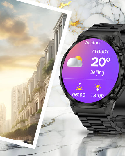 Elegantiškas išmanusis laikrodis vyrams – skambinimas, pranešimai, 710 mAh baterija, 2 dirželiai komplekte