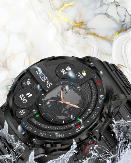 Elegantiškas išmanusis laikrodis vyrams – skambinimas, pranešimai, 710 mAh baterija, 2 dirželiai komplekte