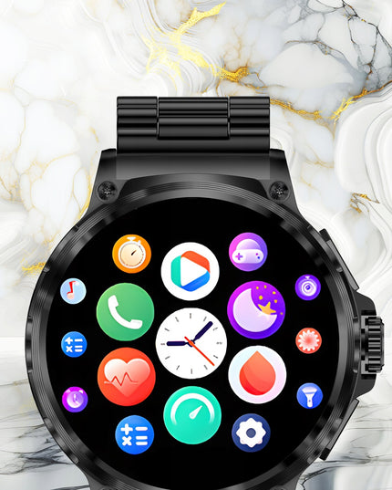 Elegantiškas išmanusis laikrodis vyrams – skambinimas, pranešimai, 710 mAh baterija, 2 dirželiai komplekte