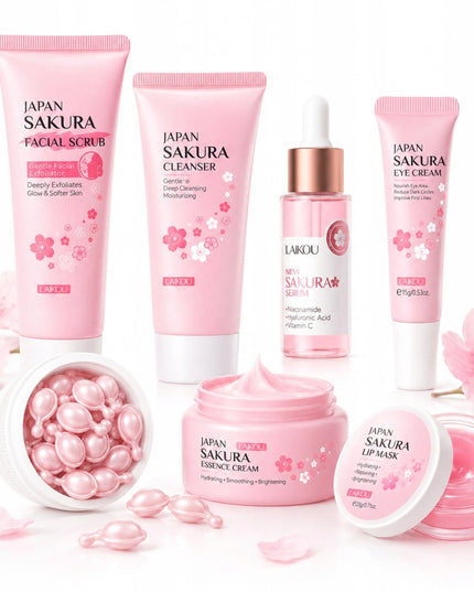 Japan Sakura 15 kosmetikos priemonių rinkinys veidui, plaukams ir rankoms - puiki dovana