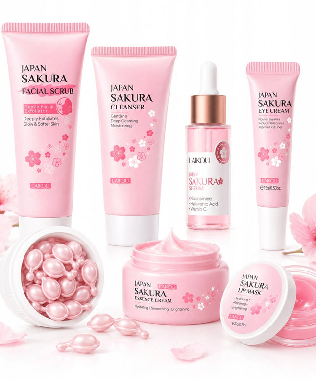 Japan Sakura 15 kosmetikos priemonių rinkinys veidui, plaukams ir rankoms - puiki dovana