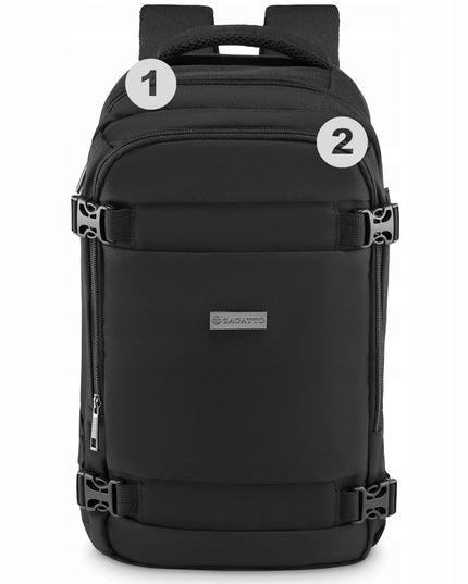 Kelioninė kuprinė 40x20x25 lėktuvui RYANAIR lengvas rankinis bagažas ZAGATTO - Juoda