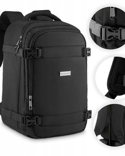 Kelioninė kuprinė 40x20x25 lėktuvui RYANAIR lengvas rankinis bagažas ZAGATTO - Juoda