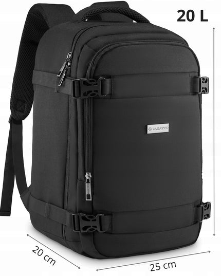 Kelioninė kuprinė 40x20x25 lėktuvui RYANAIR lengvas rankinis bagažas ZAGATTO - Juoda