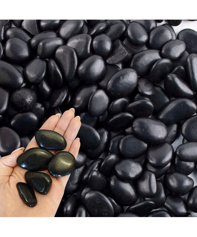 Juodai poliruoti dekoratyviniai sodo akmenukai 1-3 cm, natūralūs, 1 kg