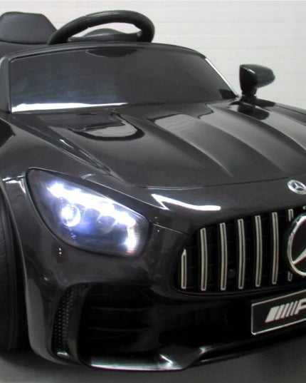Juodas elektromobilis Mercedes GTR-S, minkšti EVA ratai, odinė sėdynė, licencijuotas