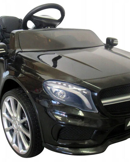 Juodas Mercedes-Benz GLA45 vaikiškas elektromobilis, licencijuota versija, EVA minkšti ratai ir odinė sėdynė