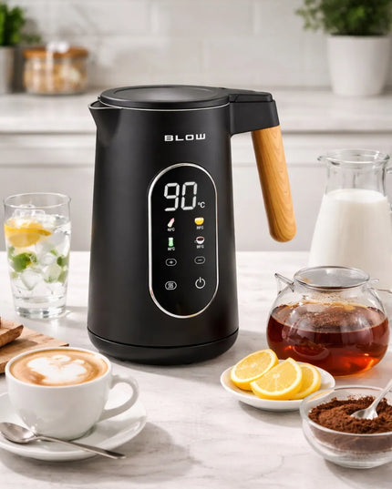 Juodasis elektrinis virdulys 2500W 1,7L belaidis su temperatūros reguliavimu