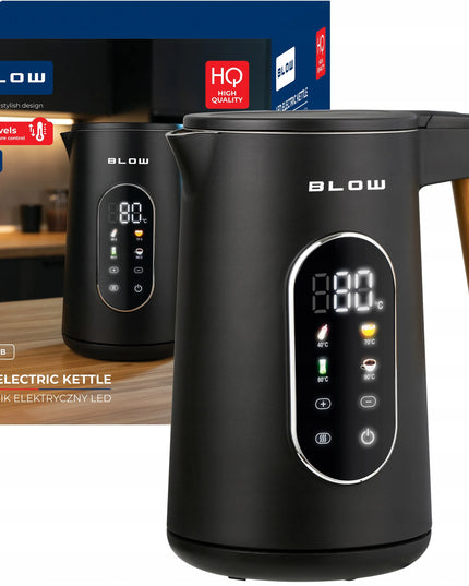 Juodasis elektrinis virdulys 2500W 1,7L belaidis su temperatūros reguliavimu