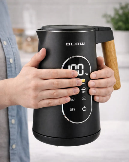 Juodasis elektrinis virdulys 2500W 1,7L belaidis su temperatūros reguliavimu