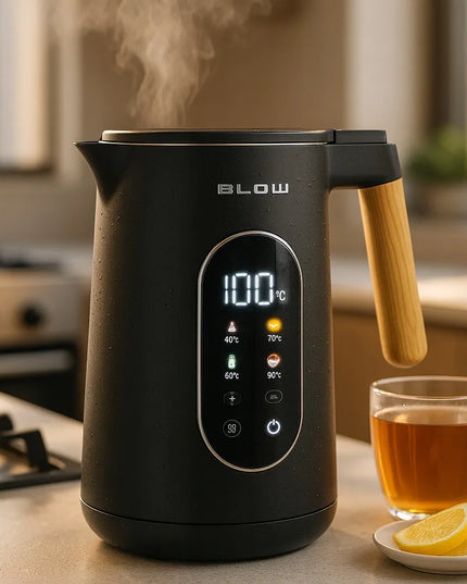 Juodasis elektrinis virdulys 2500W 1,7L belaidis su temperatūros reguliavimu