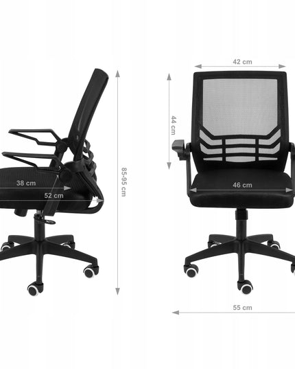 Juodos spalvos reguliuojama biuro kėdė AZENO ergonomiška sukamoji kėdė jaunimui